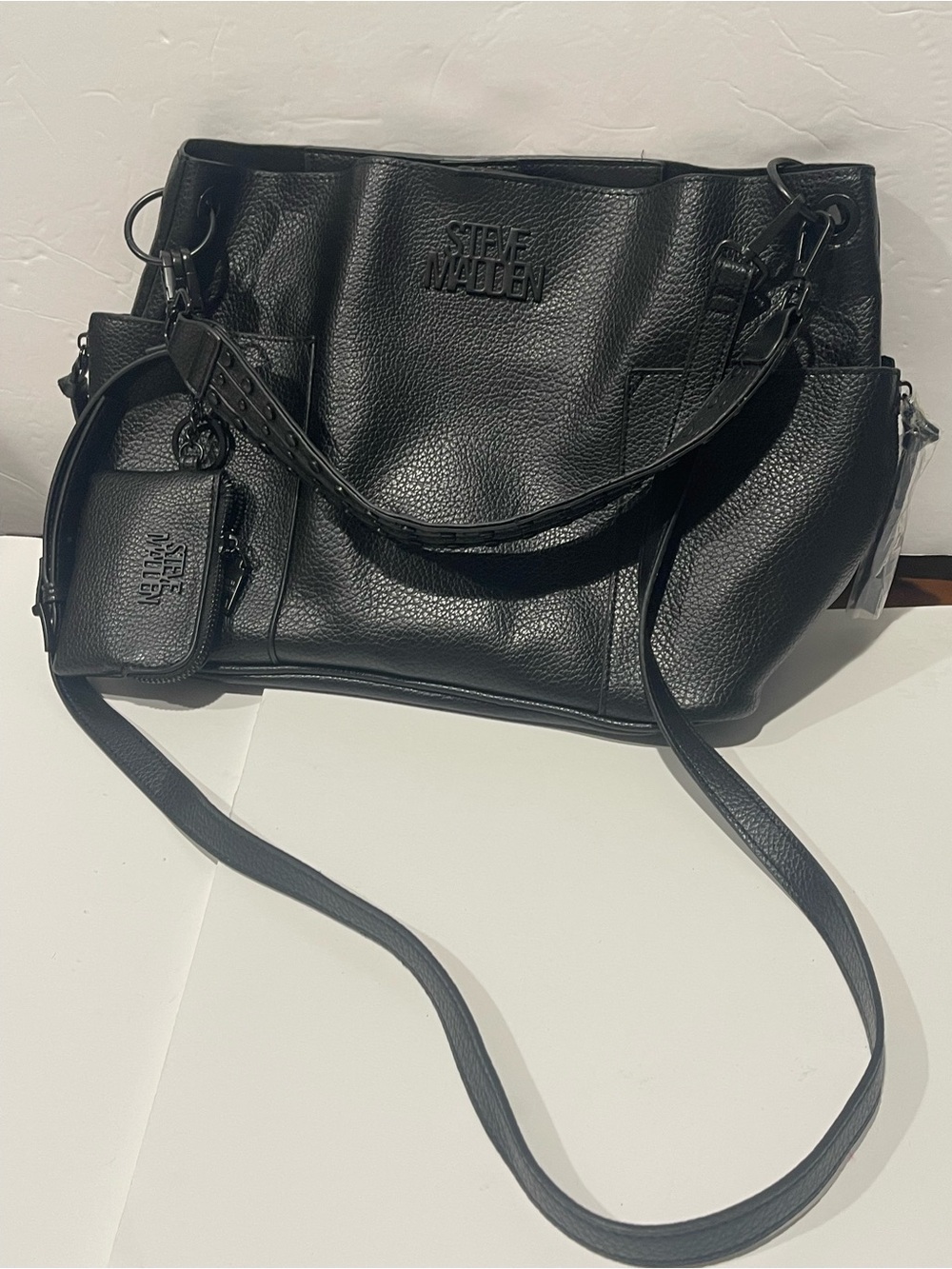 Steve Madden new BKOLTT hobo bag mini pouch charm Pebbled Leather Messenger - Picture 6 of 14